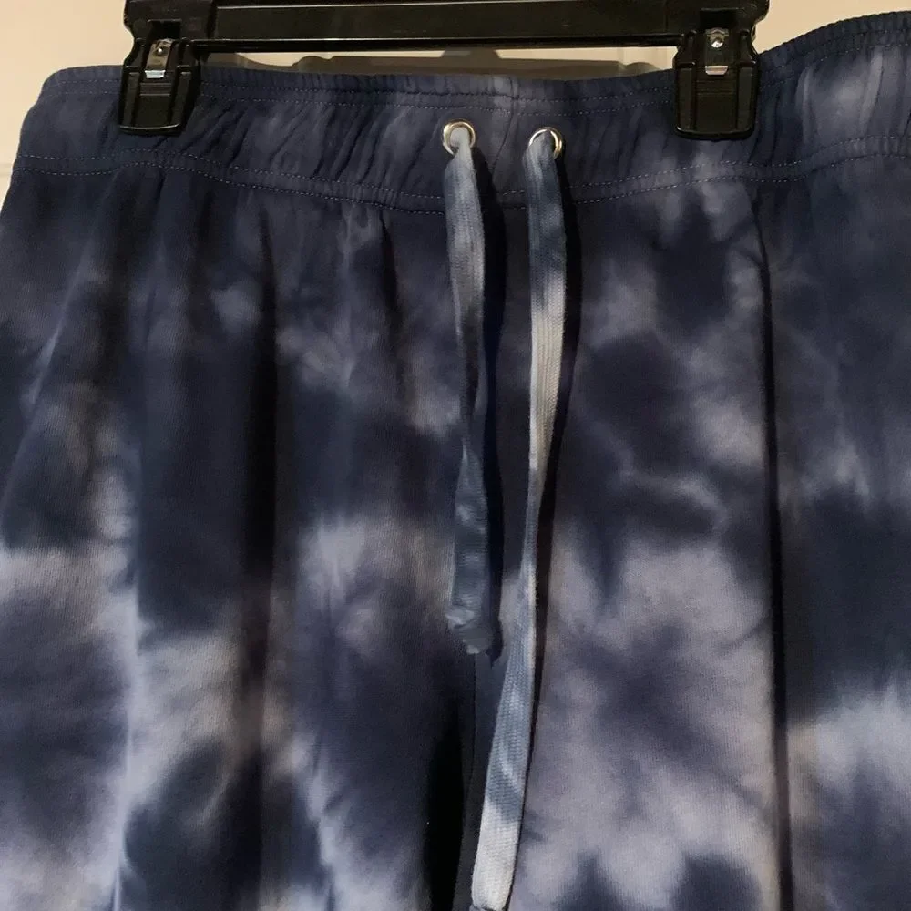 Blue and White Tie-Dye Joggers with Stretchy Comfort